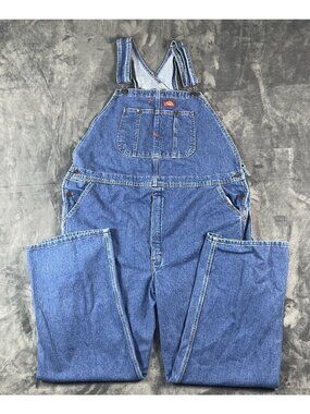 Dickies Blue Denim Cotton Overalls Men's 42x30 Construction Mechanic Farmer